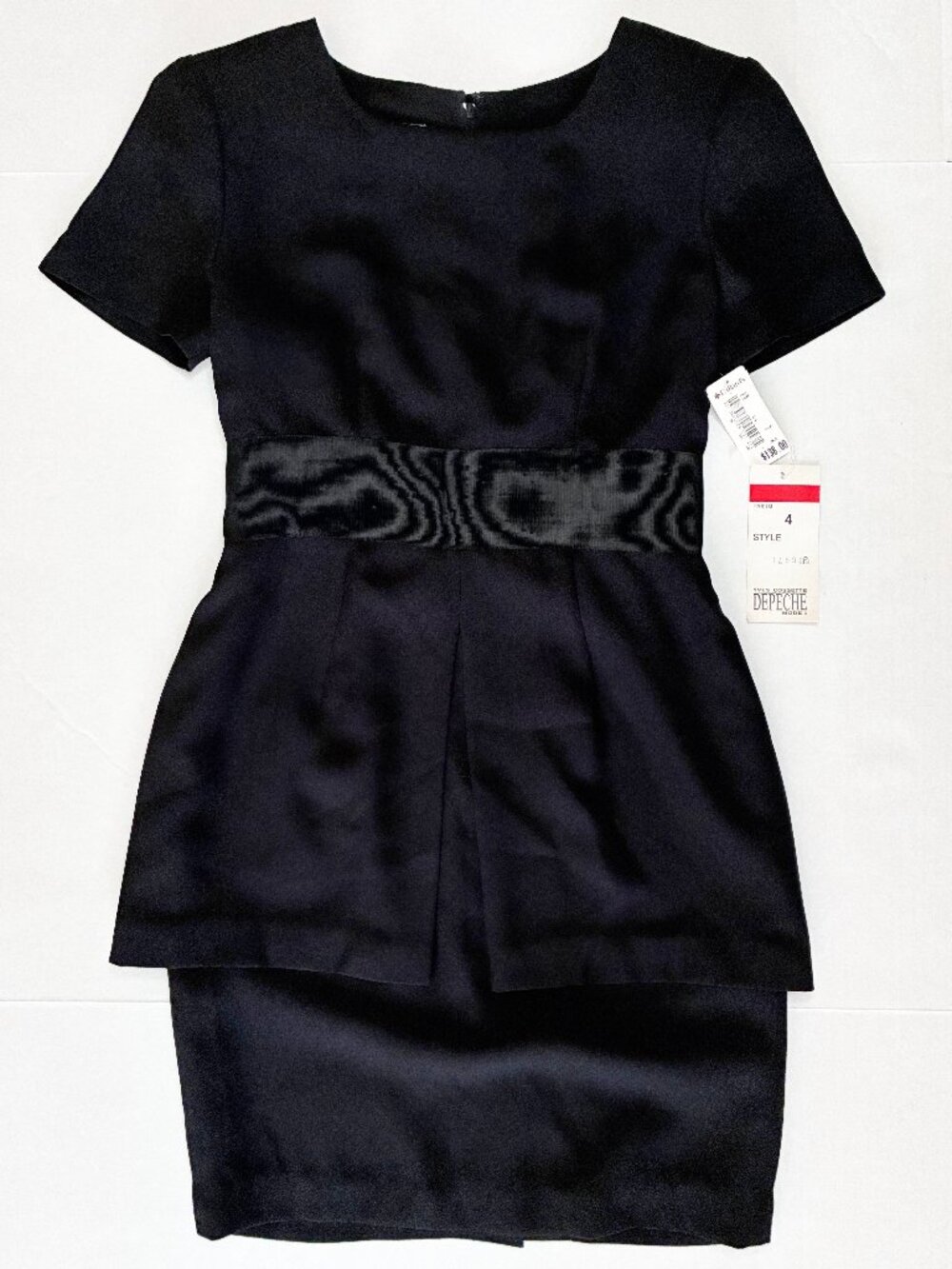 Yves Cossette Depeche Mode Peplum Little Black Dress Vtg 90s USA Made - Size 4P